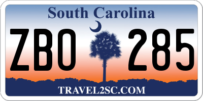SC license plate ZBO285