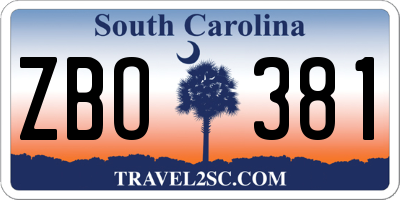 SC license plate ZBO381