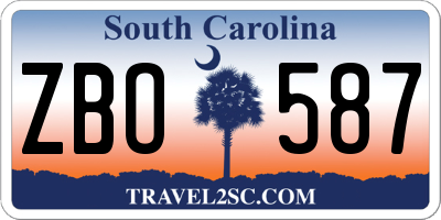 SC license plate ZBO587
