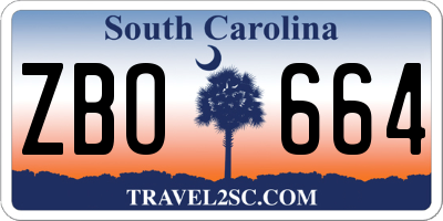 SC license plate ZBO664