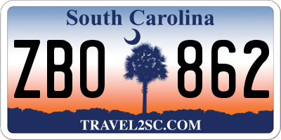 SC license plate ZBO862