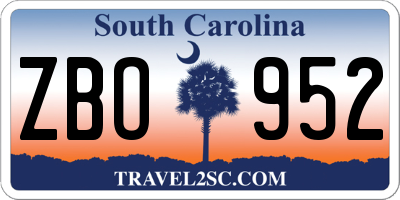 SC license plate ZBO952