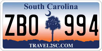 SC license plate ZBO994
