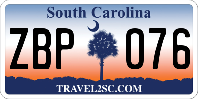 SC license plate ZBP076