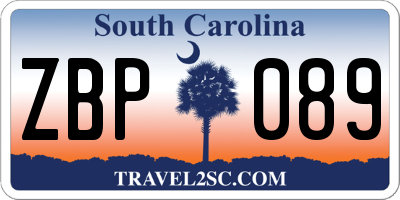 SC license plate ZBP089
