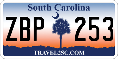 SC license plate ZBP253