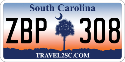 SC license plate ZBP308