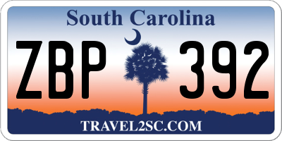 SC license plate ZBP392