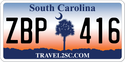 SC license plate ZBP416