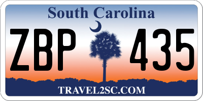 SC license plate ZBP435