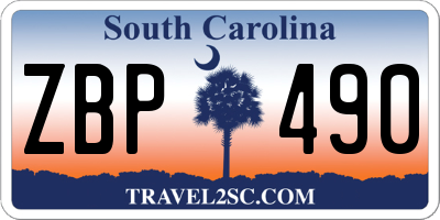 SC license plate ZBP490