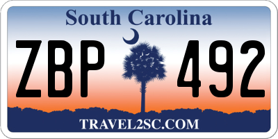 SC license plate ZBP492