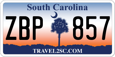 SC license plate ZBP857