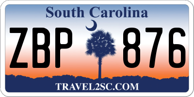 SC license plate ZBP876