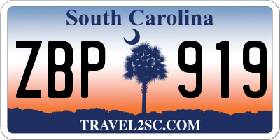 SC license plate ZBP919