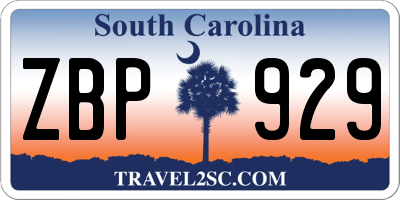 SC license plate ZBP929