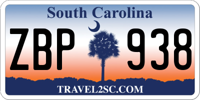 SC license plate ZBP938