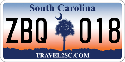SC license plate ZBQ018