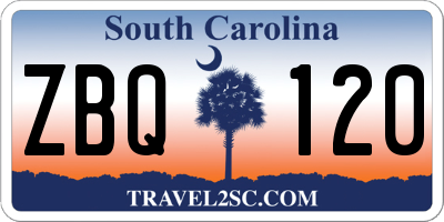 SC license plate ZBQ120