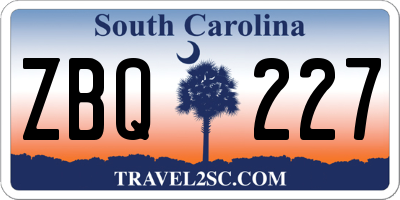 SC license plate ZBQ227
