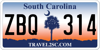 SC license plate ZBQ314