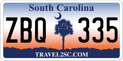 SC license plate ZBQ335