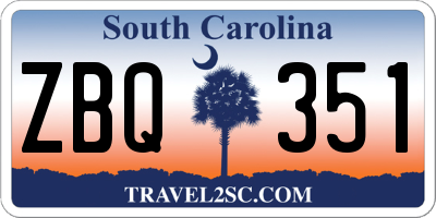 SC license plate ZBQ351