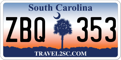 SC license plate ZBQ353