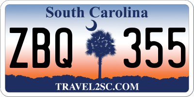 SC license plate ZBQ355