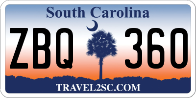 SC license plate ZBQ360