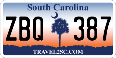 SC license plate ZBQ387