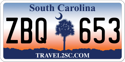 SC license plate ZBQ653