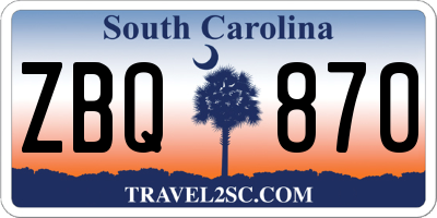 SC license plate ZBQ870