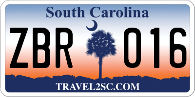 SC license plate ZBR016
