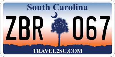 SC license plate ZBR067