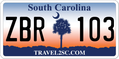 SC license plate ZBR103