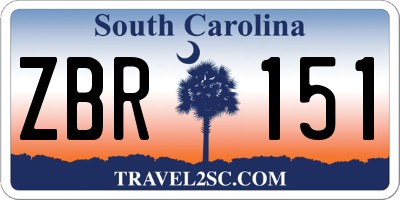 SC license plate ZBR151