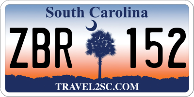 SC license plate ZBR152