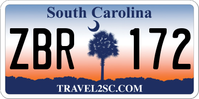 SC license plate ZBR172