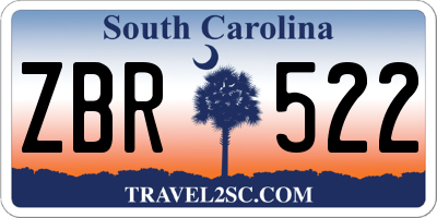 SC license plate ZBR522