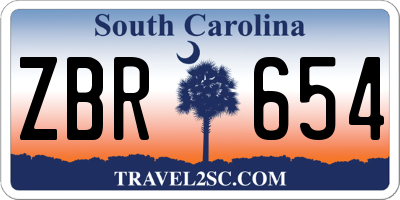 SC license plate ZBR654