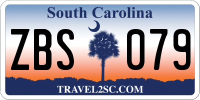 SC license plate ZBS079