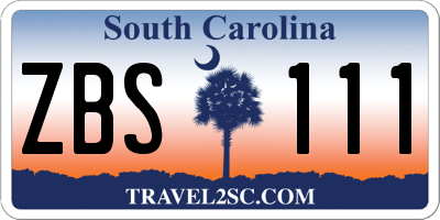 SC license plate ZBS111