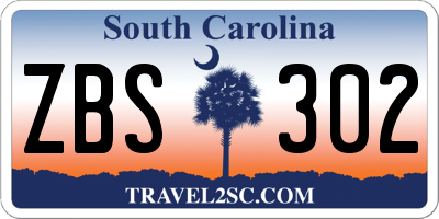 SC license plate ZBS302