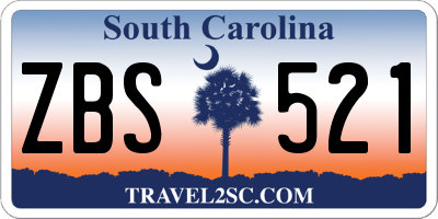 SC license plate ZBS521