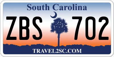 SC license plate ZBS702
