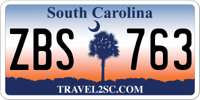 SC license plate ZBS763