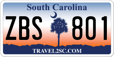 SC license plate ZBS801
