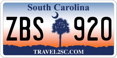 SC license plate ZBS920