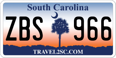 SC license plate ZBS966